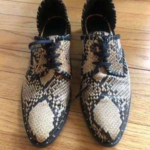 Freda Salvador D'Orsay Snake Skin Flats